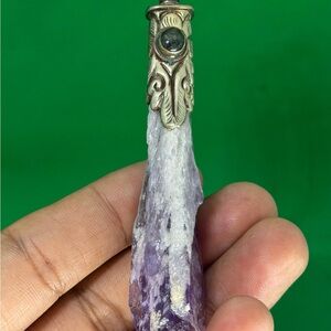 Silver and Purple Pendant Necklace